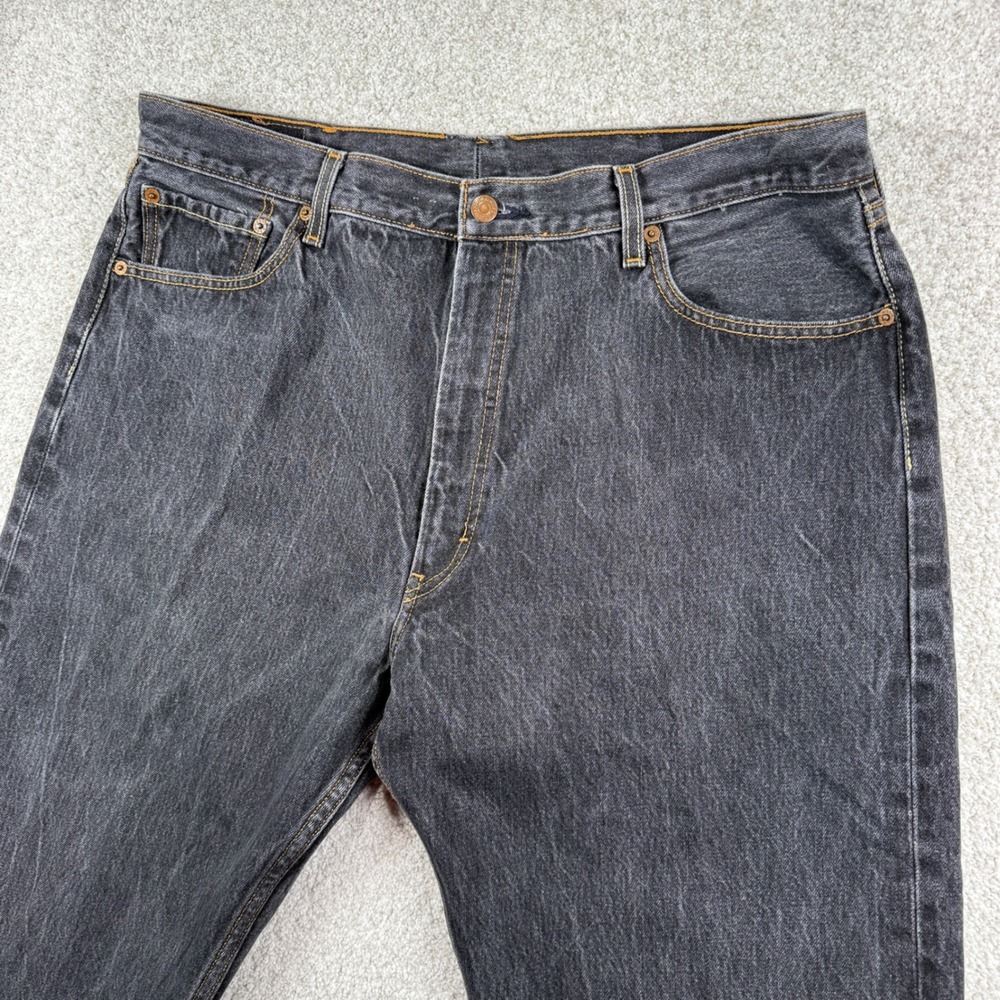 Levi 501 Jeans Mens Black Straight Fit Original Denim 0112738x30